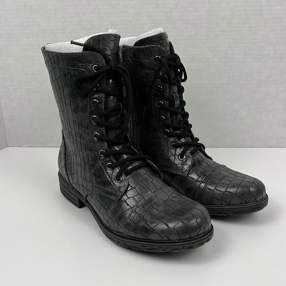 Volatile Boots Underground Charcoal Gray.  9 Inch.  7.5.  Faux Leather Embossed - Picture 1 of 9